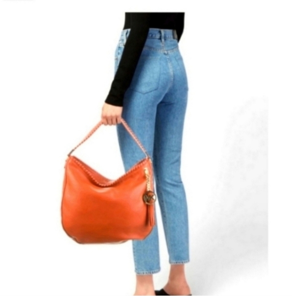 Gorgeous Michael kors leather whipstitch trim hobo bag - Picture 1 of 7